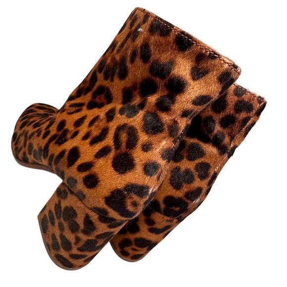 Madewell Amalia Leopard Booties Calf Fur Ankle Boots Front Zip Sz 7.5 Mob Wife - Picture 6 of 16